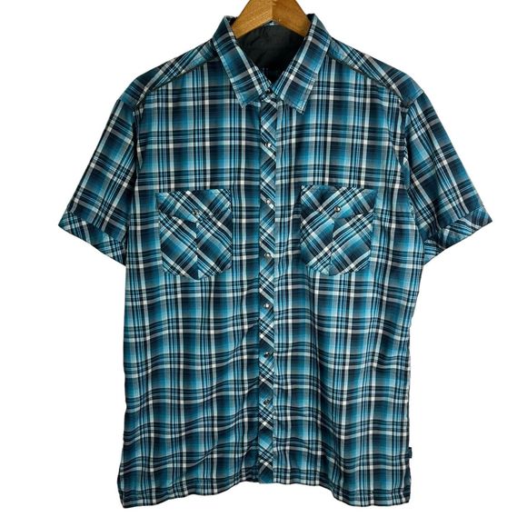 Kuhl Other - Kuhl Eluxur Shirt Men's Large Blue Plaid Short Sleeve Button Up Outdoor Hiking